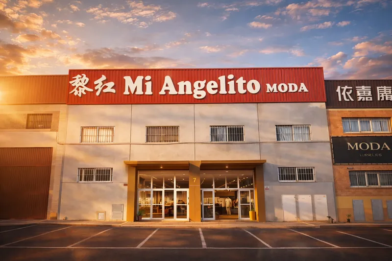 Fachada del almacén Mi Angelito Moda en Crevillente · acceso y parking delante
